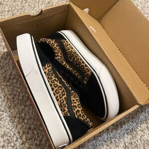 Vans Women's Black and Leopard Sneakers